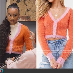 WORN ON TV| fuzzy sweater (cropped)